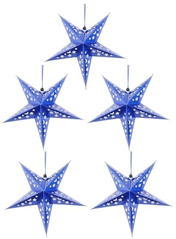 Happyyami Lampenschirm Stern Papier Blau 5 Stück Dekorativer Lampenschirm Für Lichterketten Weihnachtsdeko Und Partys Ohne Werkzeug Einfach Selbstmontage