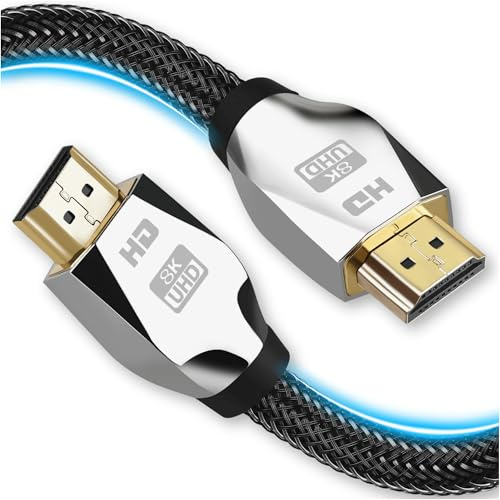 Reagle HDMI 2.1 Kabel – 8K@60Hz, 4K@120Hz 48Gbps, eARC, DolbyVision, HDR10, VRR, FreeSync, G-Sync, Nylon Geflecht, vergoldete Stecker, kompatibel mit PS5, Xbox Series X/S, LG OLED, RTX 30xx (2m)