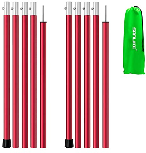 SAN LIKE Aluminum Tent Poles for Tarp - 75inch Adjustable Collapsible Poles for Awnings, Canopy, Rain Fly, Shelter - 2 Sets (5 Sections)
