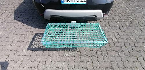 Heck-Pack Abdecknetz für Wildträger, Heckträger (1200 x 600 mm) - Gepäcknetz für Hecktransporter - Extrem reißfestes Netz zur Ladungssicherung - Inkl. 8 Spanngummis & S-Haken – Maschenweite 5cm