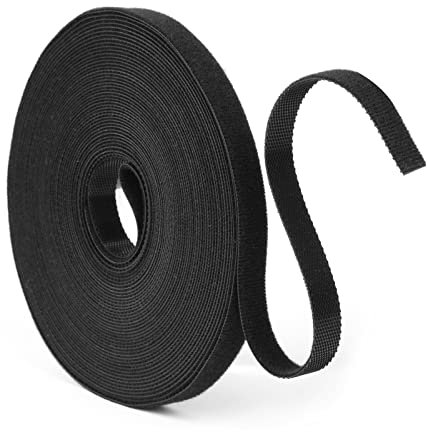 URAQT Klett Kabelbinder, 10m Klettband Wiederverschließbar Schwarz 10mm Breite Langfristige Selbstklebendes Klettband Beliebig Zuschneiden Kabel Doppelseitiges Klett Geeignet für Organisation zu Hause