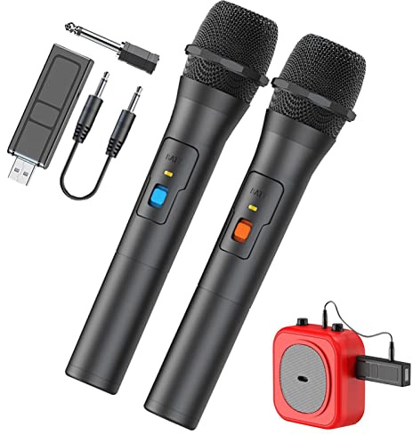 Wireless Handheld Microphone System With USB Receiver for Karaoke, Wedding, DJ, Speech, Church
