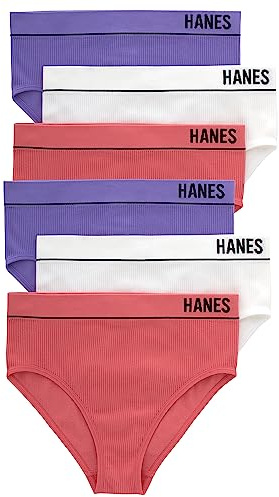 Hanes Women's Originals Seamless Stretchy Ribbed Hi-leg Bikini Panties Pack, Assorted, 6-pack Bikini Style Underwear (pack of 6)