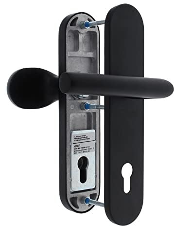 ToniTec Haustür Schutz-Wechselgarnitur EN2 L-Form, schwarz eloxiert (RAL 9005) (Schwarz, 92 mm)