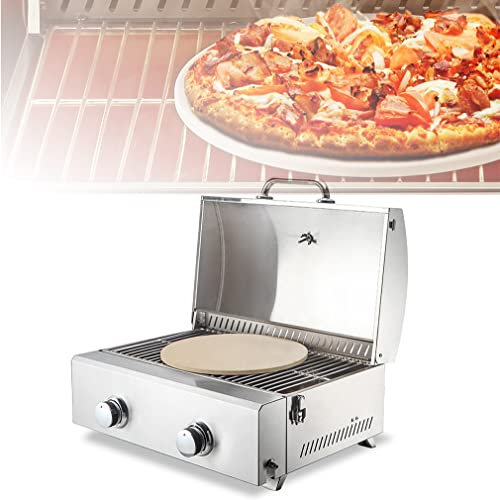 Outdoor 12 Stainless Steel Gas Pizza Oven, Countertop Pizza Maker Single Deck Layer Multipurpose Snack Toaster Oven, Pizza Oven Baking Equipment for Restaurant Pizza Pretzels