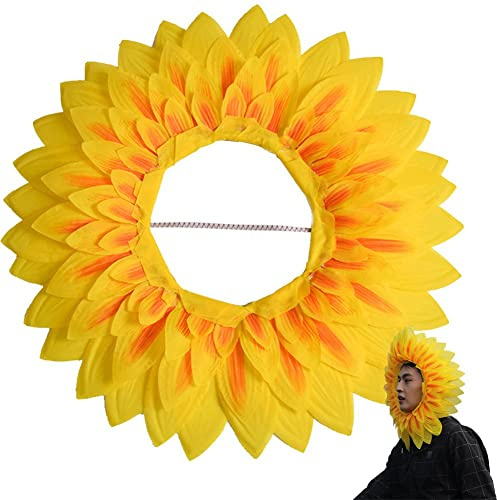 Luxylei Tournesol Couvre-Chef Drôle Performance Props Tournesol Chapeau Capuche pour Dance Party Festival Jeux Enfants Ados Adultes