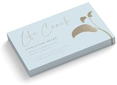 easyprint Personalisierte Visitenkarten | Life Coach | 1-seitig | Querformat | Menge + Farbe Auswahl | gestalten | Trainer | Dozent | Ausbilder | Mindset Coach (Hellblau, 100 Stück)