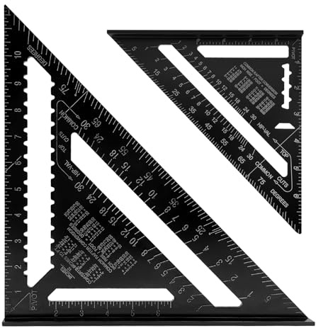 7 inch 12 inch Rafter Square Aluminum Alloy Double Scale Triangle Ruler Angle Ruler Carpenter Triangle Square Rafter Tool Mensurement Tool for Woodworking and Carpentry