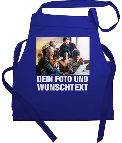 Schürze - Erwachsene - Geschenk mit Bild I eigenem Foto I Name I eigener Text I Wunschtext - 60x87 - Royalblau - schürzen+selbst+gestalten selbst drucken logo kochschürze koch geschenke