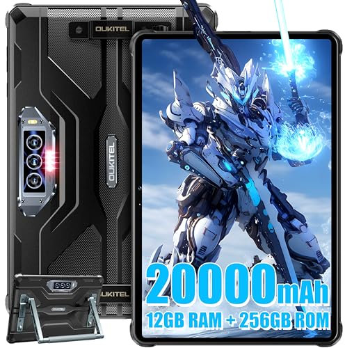 OUKITEL RT8 Tablet, 12 GB RAM + 256 GB ROM, Rugged Tablet, Android 13, Akku 20.000 mAh, 11 Zoll FHD+, Kamera 48 MP + 20 MP Nachtsicht, Schnellladung von 33 W, 4G Dual SIM/5G WiFi/NFC