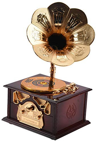 Yheonver Grammophon Geformt Klassische Vintage Spiel Uhr Hand Kurbel Art Spiel Uhr Bewegung DIY Romantische Weihnachts Geschenk Tropfen Versand Farbe