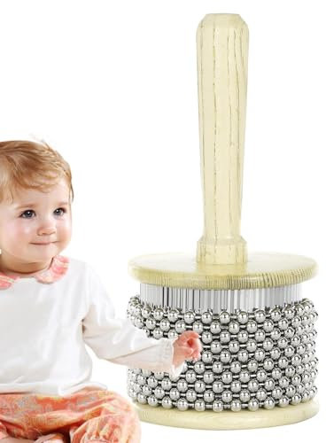 TROONZ Handshaker, Handschlaginstrument - Musikinstrumente -Instrument - Edelstahlperlen, Percussion-Instrumenten-Shaker, Holzgriff-Percussion-Shaker