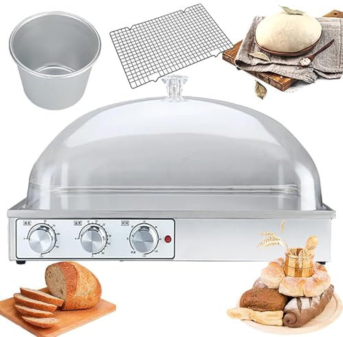 Electric Bread Dough Proofer Machine,With Humidifying Cup & Grid,Stainless Steel Body,Highly Transparent Pc Cover,Anti-Slip Base,Independent Control Temperature /Time And Humidity,510*360*290mm