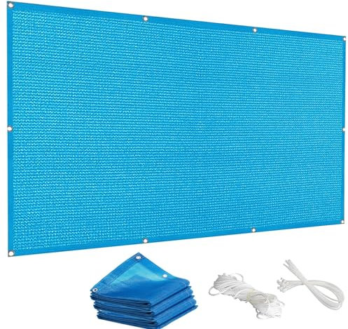 Balkonbespannung Zaunblende 95 x 550 cm Uv-Beständig Wetterfest Windschutz Balkonsichtschutz Balkon Sichtschutz mit Kabelbinder für Balkon Und Terrasse, Blau