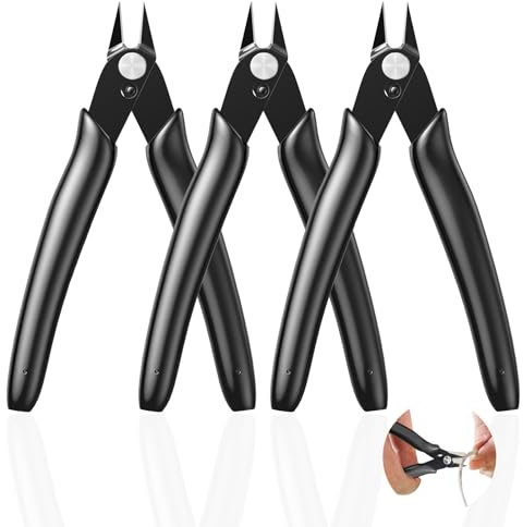 3 Pièces 4.5 Pouces Pinces Coupantes Noires - Mini Pince Coupante Précision pour 3D Print, Électronique, Modélisme Plastique, Bijoux, Maison - Rapide et Facile Pince Coupante de Côté Durable