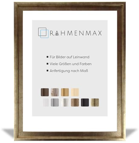RahmenMax MDF-Leerrahmen ASTURIEN speziell für Leinwandbilder BZW. Keilrahmenbilder im Format 80 x 100 cm. Schattenfugenrahmen in der Farbe: Gold Antik Dekor. 10 Farben zur Auswahl