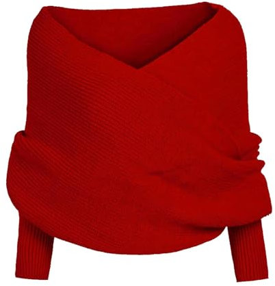 Weihnachtspullover Schal Mit Ärmeln Strick Elegante Ärmelschal Winter Warm Gestrickt Schals Umhang Einfarbig Wrap Schal Shawl Cape Strickschals Elastizität Mode Pulloverschal Freizeit Sweater Scarf