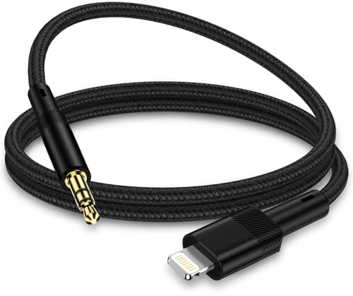 Auto AUX Kabel für iPhone 1M[MFi-Zertifiziert]Audiokabel auf 3.5mm Audio für iPhone 14/13/12/11/Pro/XS/XR/X/SE/10/8/plus,Lightning auf 3,5mm Stereo Audio Jack Kabel,Auto/Kopfhörer/Lautsprecher-Schwarz