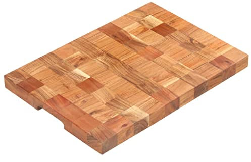 Brokky Hackblock 50×30×3,8 cm Akazie Massivholz Schneidebrett Stirnholz