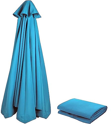 Housse de rechange pour parasol de terrasse, 8 baleines, protection UV, coupe-vent, housse de parasol de plage, jardin, bleu clair, 3 m