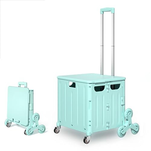 Einkaufstrolley für Treppen - 65 L modern & klappbar - Treppensteiger Trolley zum Shopping - Sackkarre & Tasche mit Deckel & neigbarem Teleskopgriff