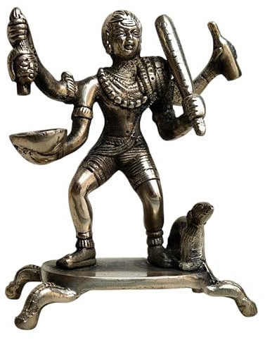 Religiöse Statue Kaal Bhairav Mahakal Gott aus Messing, 12,7 cm | Hindu-Tantrische Gottheit, Avatar von Siva-Statue Maha Kaal Bhairo Baba Murti für Pooja Mandir Batuk Bhagawan Tantra Siddhi Idol