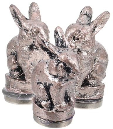 OSOLADY Bronzed Animal Hinge Head Door Decoration Set, Magnetic Vintage Style Rabbit Sculptures, 3pcs Home Décor Accent for Door Hinges and Cabinets