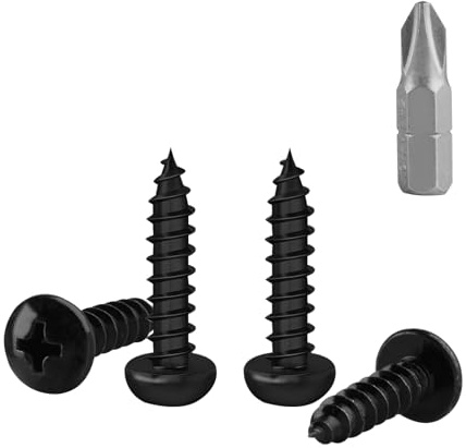 150 Pcs M4 Screws Set, Black Wood Screws Assortment, Self Tapping Round Truss Head Self-tapping Screw Assorted Set for Masonry Decking Furniture(M4x20mm)