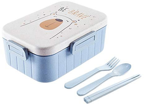 YKMYXZ Lonchera de plástico para adultos, 13,7 x 18,5 x 7,5 cm, para microondas, para almacenamiento de alimentos, escuela, oficina, portátil (azul)