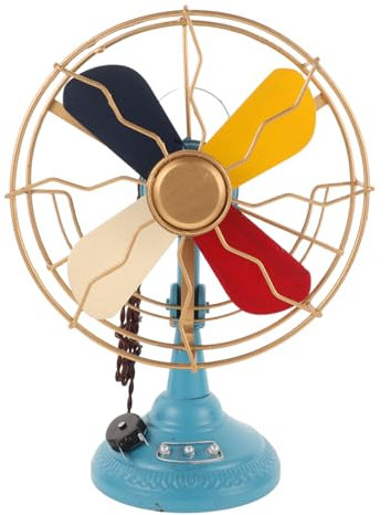 MAGICLULU Handcrafted Vintage Desk Fan Model Retro Iron Tabletop Ornament for Home Decor Unique Photography Prop Eye-catching Antique Finish Design