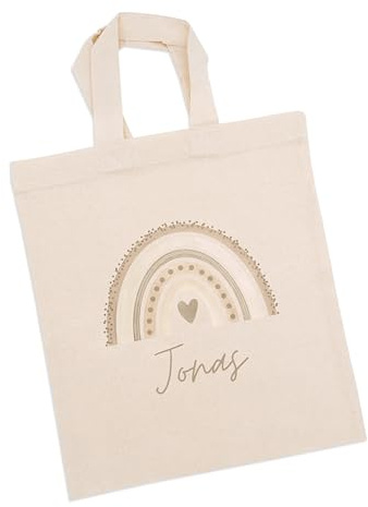 wunderwunsch Stoffbeutel Jutebeutel Kindergarten, Wechselkleidung, Jutetasche Hort, Turnbeutel Schule, Sportbeutel Kinder mit individualisiertem Textildruck mit Namen nach Wunsch