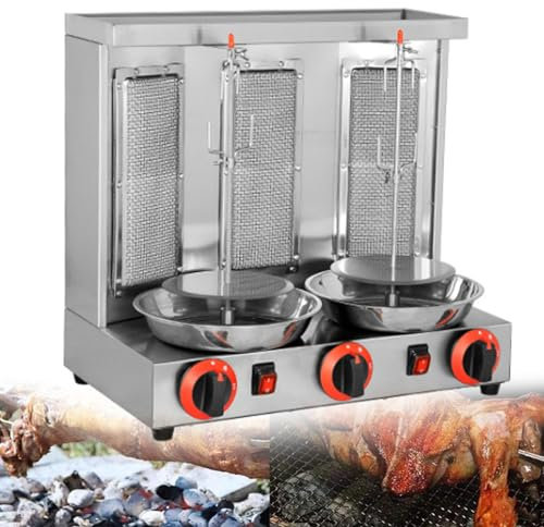 360 ° Rotating Rotisserie Oven, Vertical Doner Kebab Grill Machine, Barbecue Grill Gas Professional Vertical Rotisserie Oven, Household Appliances Stainless Steel,Silver-B