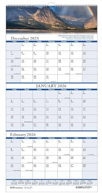 House of Doolittle 2026 Earthscapes Scenic 8 x 17 Three-Month Wall Calendar (3636-26)