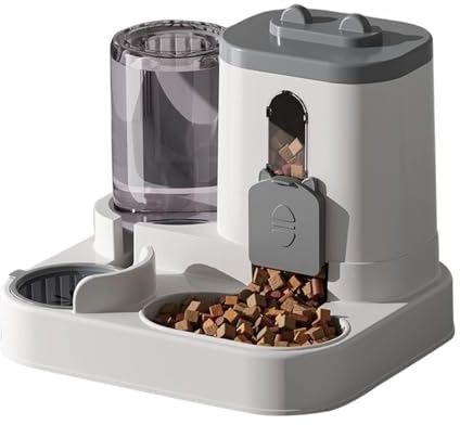 2-in-1 Automatischer Katzen Futter Wasserspender, Futterautomat, Großes Spenderset für Katzen, Kleine Hunde, Welpen, Hygienisch