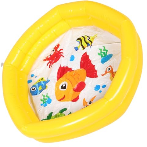 WHAMVOX Piscine Gonflable pour Bébé Ronde en PVC Jaune, Pataugeoire Ludique pour Garçon et Filles, Piscine Garçon et Filles Compacte Estivale, Jeu Aquatique Intérieur et Style Aléatoire