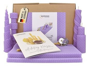 Wachsmann DIY Bienenwachs Kerzen Bastelset – Starterset für 10 Kerzen in vielen Farben – 100% reines Bienenwachs aus Deutschland, inkl. 10 Hanfdochte & bebilderter Anleitung