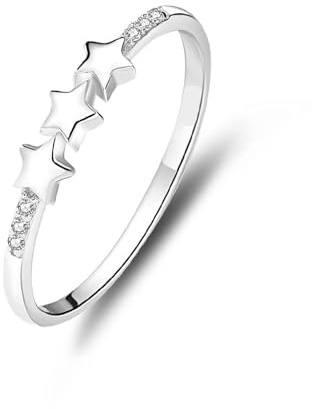 Stfery Stern Diamantring Platin 950, Stapelring Echte Goldschmuck für Damen Gr.54 (17.2)