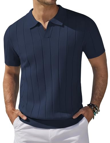 COOFANDY Polo de Hombre de Manga Corta, Polo de Punto de Verano con Cuello en V para Golf, Poloshirt para Hombres