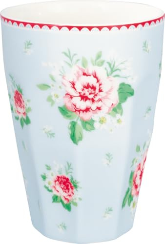 GreenGate French Latte cup Alivia pale blue Blumen Dekor Porzellan hellblau 400 ml