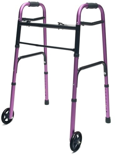 Lumex ColorSelect Walkers for Seniors, Rolling & Folding Adult Walker with Wheels, Plum