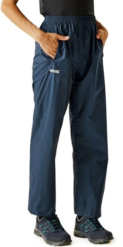 Regatta Pack It' Pantaloni per Camminate Impermeabili Traspiranti Ripiegabili Cuciture Nastrate Overtrousers, Donna, Midnight, S