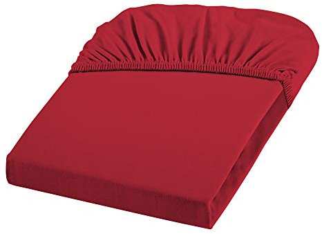 Dream Art 1130 Cora Elasthan Spannbetttuch aus Jersey Stretch (97% Baumwolle, 3% Elasthan), mit Rumdumgummizug, für Matratzen bis 25 cm Höhe, 180 x 200 cm, bordeaux-rot