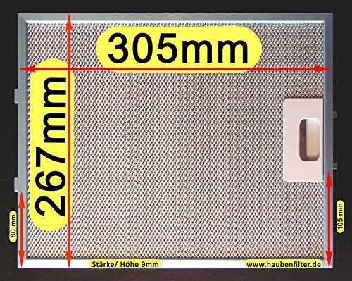 Filtro antigrasso in metallo 305 x 267 per cappa aspirante, l'originale con la migliore qualità solo per Krugels Onlineshop!: tessuto filtrante a 10 strati.