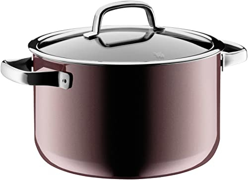 WMF Fusiontec Mineral Kochtopf groß 24cm, Glasdeckel, Fleischtopf Induktion 6,4l, High-Tech Keramik, kratzfest, rot