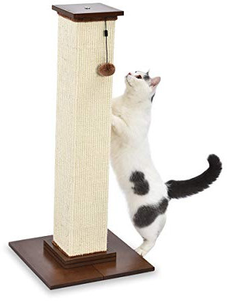 Amazon Basics Rascador para gatos de interior, resistente, con suelo de madera, 90 cm, color marrón