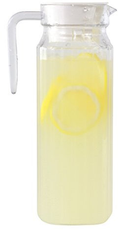 GOLDBEARUK Carafe carrée en verre pour réfrigérateur avec couvercle – Carafe de 1,1 l