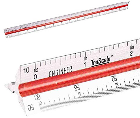 Triangular Engineering Scale Aluminum Ruler - Architects and Engineers, 12