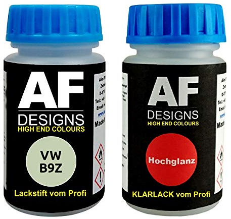 Lackstift-Set für VW Volkswagen B9Z LB9Z White Silver | Lackstift Set geeignet für Farbcode: B9Z und Farbname: LB9Z White Silver Metallic