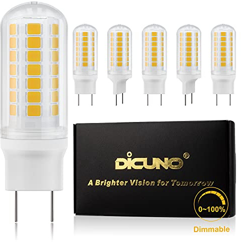 DiCUNO G8 Dimmable LED Bulb Flat Base 4W (40W Halogen Equivalent), Warm White 3000K, 450LM, Bi Pin Base Bulb Replacement for Under Counter, Under-Cabinet Light and Puck Light, 6 Pack