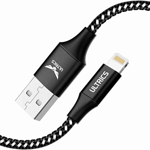 ULTRICS Cable Cargador iPhone 2M Cable Cargador Rapido iPhone, Apple MFi Certificado USB Cable Lightning Trenzado de Nailon Compatible con iPhone 14 Pro Max/13/12/11/XS/X/8/7/6S/SE/iPad/iPod – Negro